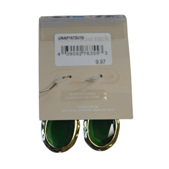 14th & Union Green Oval Drop Earrings & Gold-Toned Stud Earrings Set Nickel Free - Picture 5 of 7